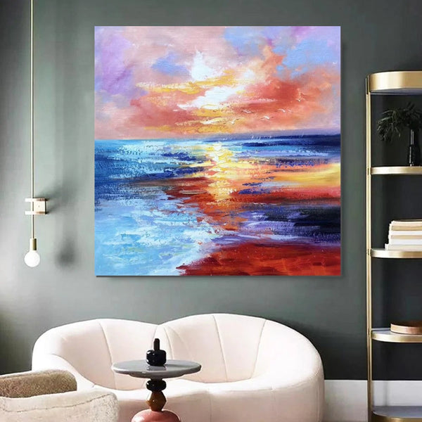 Sunset Painting, Acrylic Paintings for Living Room, Abstract Acrylic Painting, Abstract Landscape Paintings, Simple Painting Ideas for Bedroom, Large Abstract Canvas Paintings-ArtWorkCrafts.com