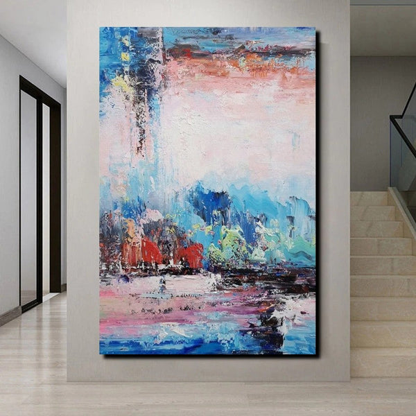 Modern Paintings Behind Sofa, Abstract Paintings for Living Room, Palette Knife Canvas Art, Impasto Wall Art, Buy Paintings Online-ArtWorkCrafts.com