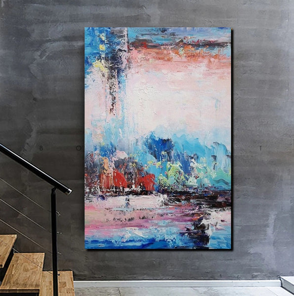 Modern Paintings Behind Sofa, Abstract Paintings for Living Room, Palette Knife Canvas Art, Impasto Wall Art, Buy Paintings Online-ArtWorkCrafts.com