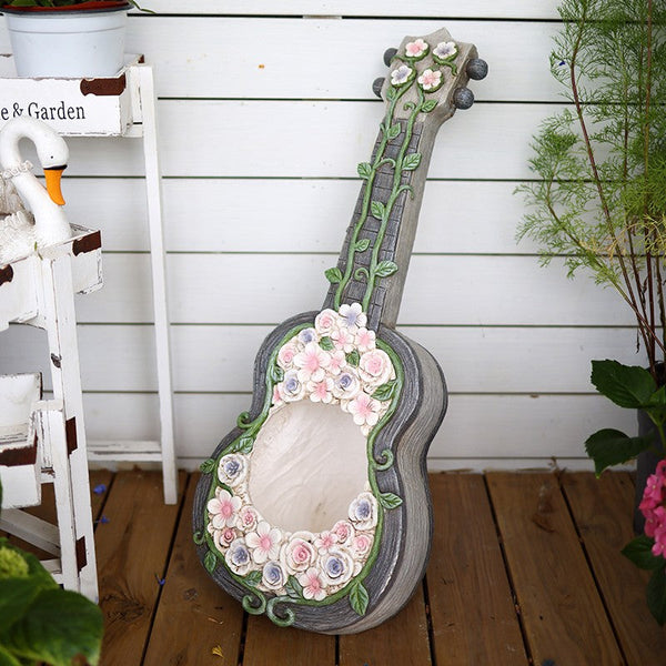 Unique Guitar Flowerpot for Garden Ornaments, Modern Garden Flower Pot, Beautiful Guitar Flowerpot, Villa Outdoor Decor Gardening Ideas-ArtWorkCrafts.com