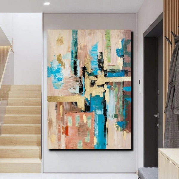 Abstract Paintings for Dining Room, Modern Paintings Behind Sofa, Palette Knife Canvas Art, Impasto Wall Art, Buy Paintings Online-ArtWorkCrafts.com