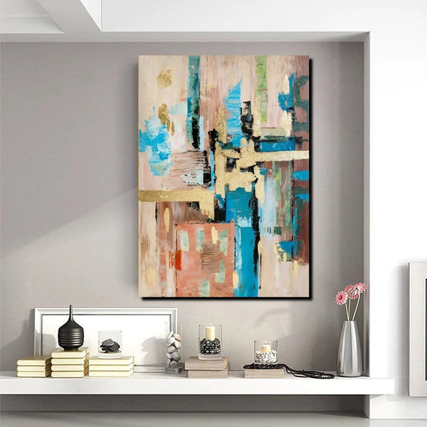Abstract Paintings for Dining Room, Modern Paintings Behind Sofa, Palette Knife Canvas Art, Impasto Wall Art, Buy Paintings Online-ArtWorkCrafts.com