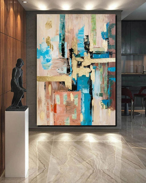 Abstract Paintings for Dining Room, Modern Paintings Behind Sofa, Palette Knife Canvas Art, Impasto Wall Art, Buy Paintings Online-ArtWorkCrafts.com