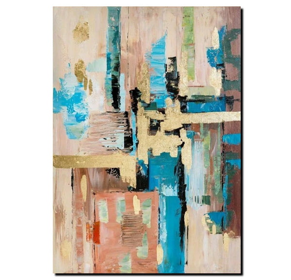 Abstract Paintings for Dining Room, Modern Paintings Behind Sofa, Palette Knife Canvas Art, Impasto Wall Art, Buy Paintings Online-ArtWorkCrafts.com