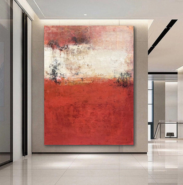Canvas Painting for Living Room, Huge Contemporary Abstract Artwork, Red Abstract Painting Ideas for Interior Design, Modern Wall Art Painting-ArtWorkCrafts.com