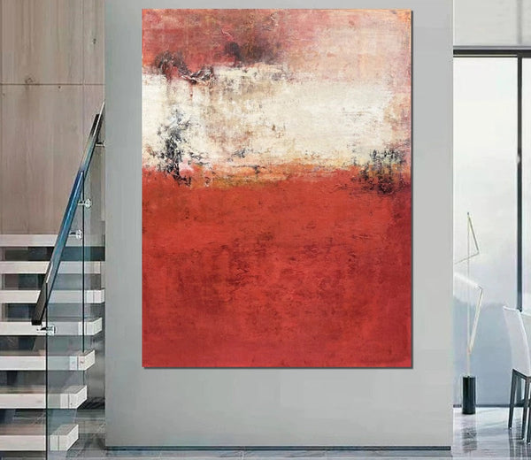 Canvas Painting for Living Room, Huge Contemporary Abstract Artwork, Red Abstract Painting Ideas for Interior Design, Modern Wall Art Painting-ArtWorkCrafts.com