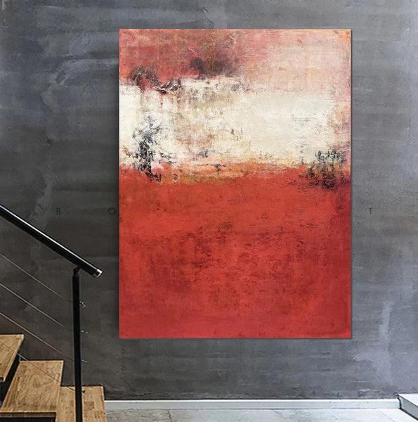 Canvas Painting for Living Room, Huge Contemporary Abstract Artwork, Red Abstract Painting Ideas for Interior Design, Modern Wall Art Painting-ArtWorkCrafts.com