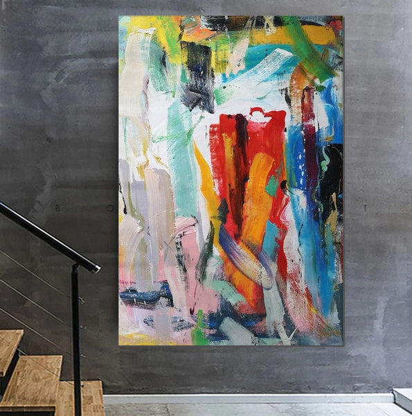 Modern Contemporary Artwork, Buy Paintings Online, Colorful Abstract Acrylic Paintings for Living Room, Heavy Texture Canvas Art, Impasto Wall Art Paintings-ArtWorkCrafts.com