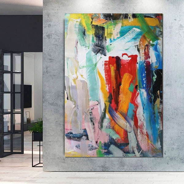 Modern Contemporary Artwork, Buy Paintings Online, Colorful Abstract Acrylic Paintings for Living Room, Heavy Texture Canvas Art, Impasto Wall Art Paintings-ArtWorkCrafts.com